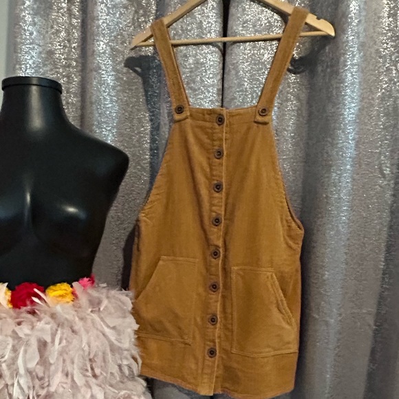 Forever 21 Mustard Corduroy Button-up Skirt Dress Overalls - Picture 8 of 8